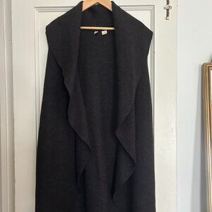 Anthropology Wool Midi Vest with Shawl Collar - Grey